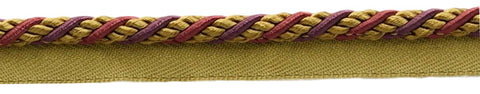 12 Yard Value Pack / Medium Black Cherry Red, Camel Beige, Purple 1/4 inch Alexander Collection Lip Cord / Style# 0025AXPK, Color: Cerise - LX09 (36 Ft / 11M)