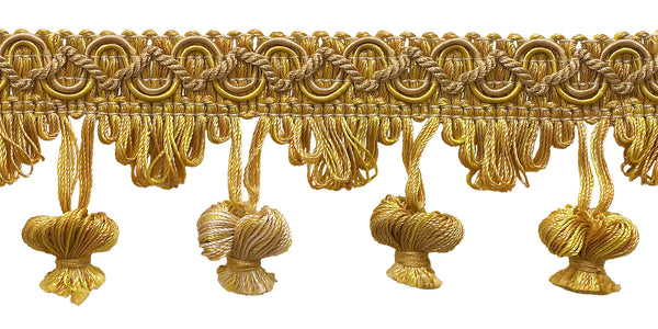 Antique gold 2 inch Imperial II Onion Tassel Fringe Style# NT2503 Color: RUSTIC GOLD - 4975 (Sold by The Yard)