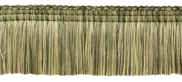 5 Yard Value Pack / Empress Collection Luxuriant 2 inch Brush Fringe Trim / Loden Green, Harvest Gold, Dark Sand / Style#: 0200EMPB, Color: Dark Moss - W126 (15 ft / 4.6M)