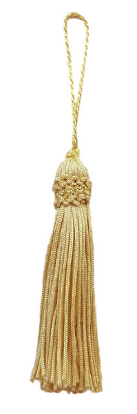 Set of 10 Light Gold Crown Head Chainette Tassel, 3 Inch Long with 2 Inch Loop, Basic Trim Collection Style# CT03 Color: B7
