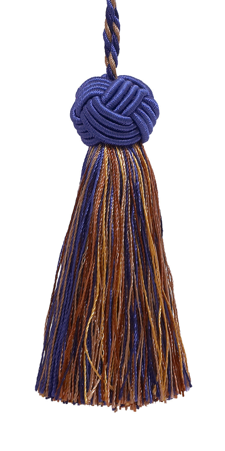 Decorative 3.5 inch Tassel / Ultramarine Blue, Tan / Baroque Collection Style# BTS Color: NAVY TAUPE - 5817 - DecoPro