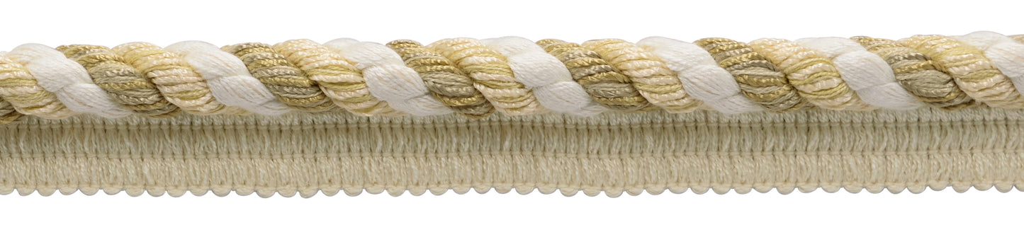 DÉCOPRO 1/2" (1cm) Large Decorative Twisted Rope Cord with Lip | Cord Trim # 0050IC, Desert Medley Beige #I19 (Light Beige, Sand Beige, White Gold) | 36 Yards (108 ft/32.5m) - DecoPro