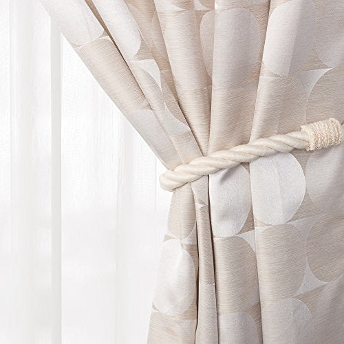 DÉCOPRO Traditional Rope Curtain and Drapery Tieback, Spread 18" (45.5cm), 1" (2.5cm) Thick Cord # 0100RTB, Off White Ivory #A3 (, Cream Ivory) Set of 4 - DecoPro