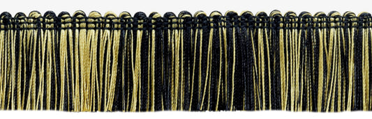 DÉCOPRO 1 1/2" (3.5cm) Imperial Collection Brush Fringe Trim # 0150IB, Golden Medley Black #K9C4 (Pure Black, Yellow Gold, Light Gold) 5 Yards (15 ft/4.5m)