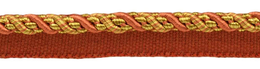 DÉCOPRO 4/16" (0.5cm) Noblesse Collection Medium Decorative Twisted Rope Cord with Lip | Cord Trim # 0416H, Rust Medley #07H (Copper, Olive Green) 14 Yards (42 ft/12.5m) - DecoPro