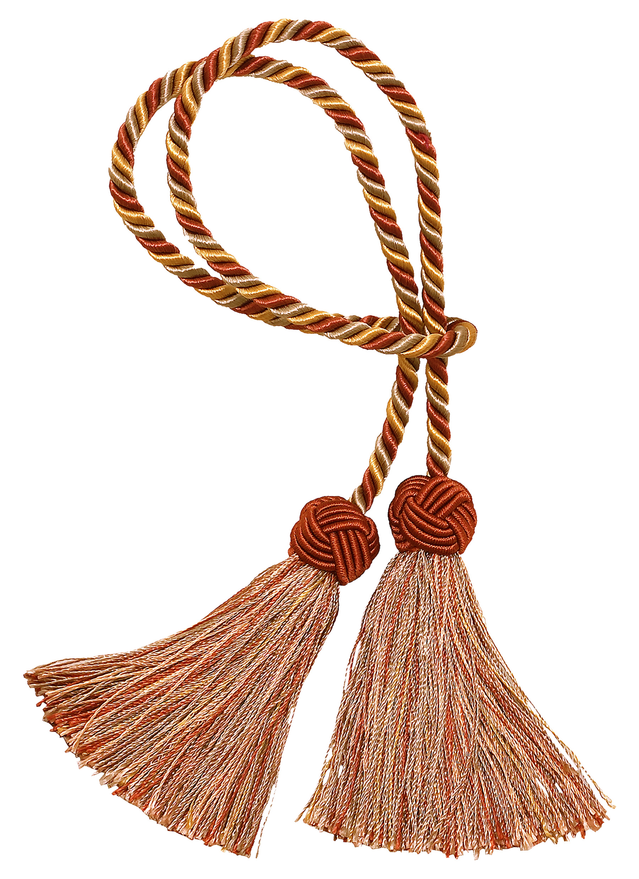 DÉCOPRO Baroque Collection Double Tassel Curtain and Drapery Tieback / Holdback, 3 1/2" (8.5cm), 20" (50.5cm) # BCT, Cinnamon Toast Orange #6122 (Rust, Gold) | Set of 12 - DecoPro
