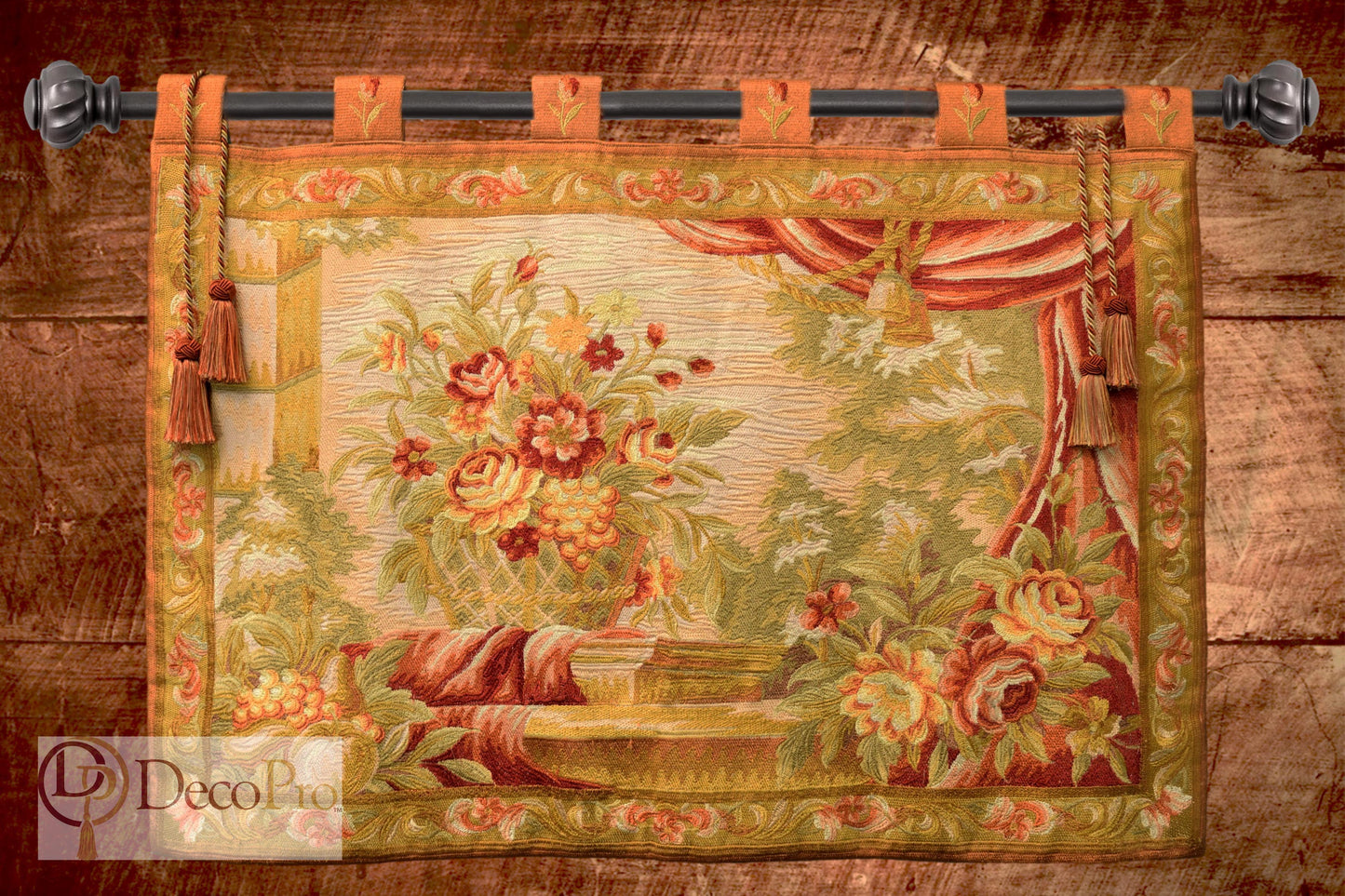 DÉCOPRO Baroque Collection Double Tassel Curtain and Drapery Tieback / Holdback, 3 1/2" (8.5cm), 20" (50.5cm) # BCT, Cinnamon Toast Orange #6122 (Rust, Gold) | Set of 4 - DecoPro