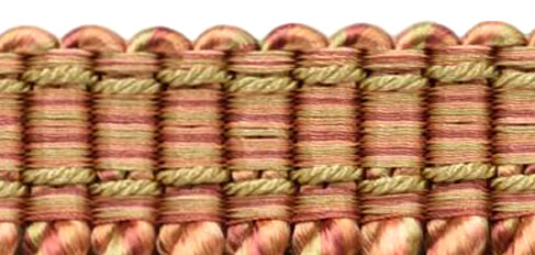 DÉCOPRO 6" (15cm) Decorative Bullion Fringe Trim with Fancy Woven Gimp Header # BFMLT6WVN, Sunstone Orange #PR21 (Brown Orange, Light Red, Light Pink) | Sold By The Yard (36"/3 ft/0.9m) - DecoPro