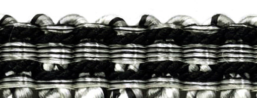 DÉCOPRO 6" (15cm) Decorative Bullion Fringe Trim with Fancy Woven Gimp Header # BFMLT6WVN, Silver Grey Black #PR23 (Pure Black, Light Grey, Grey Silver) | Sold By The Yard (36"/3 ft/0.9m) - DecoPro