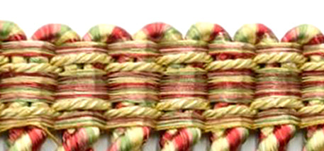 DÉCOPRO 6" (15cm) Decorative Bullion Fringe Trim with Fancy Woven Gimp Header # BFMLT6WVN, Chili Pepper Gold #PRA2B (Light Gold, Light Red, Olive Green) | Sold By The Yard (36"/3 ft/0.9m) - DecoPro