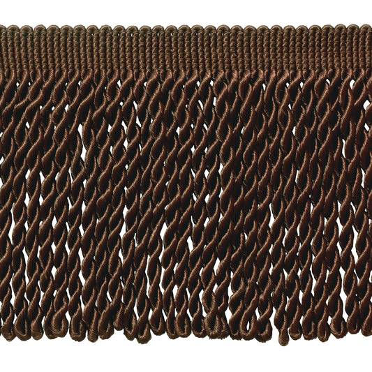 DÉCOPRO 6" (15cm) Solid Cotton Rayon Mix Knitted Header Bullion Fringe Trim # BFS6 Espresso Brown #E29 (Dark Brown) | 18 Yards (54 ft/16.5m) - DecoPro
