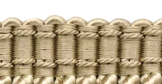 DÉCOPRO 6" (15cm) Decorative Bullion Fringe Trim with Fancy Woven Gimp Header # BFS6WVN, Sandstone Beige #A10 (Light Tan Beige) | Sold By The Yard (36"/3 ft/0.9m) - DecoPro