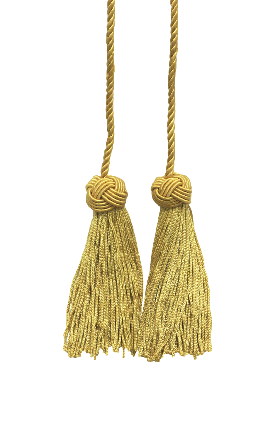 DÉCOPRO Turkish Head Double Tassel Curtain and Drapery Tieback / Holdback, 3 3/4" (9.5cm), 27" (68.5cm) # BHCT, Light Gold #B7 (Light Yellow Gold) | Set of 2 - DecoPro