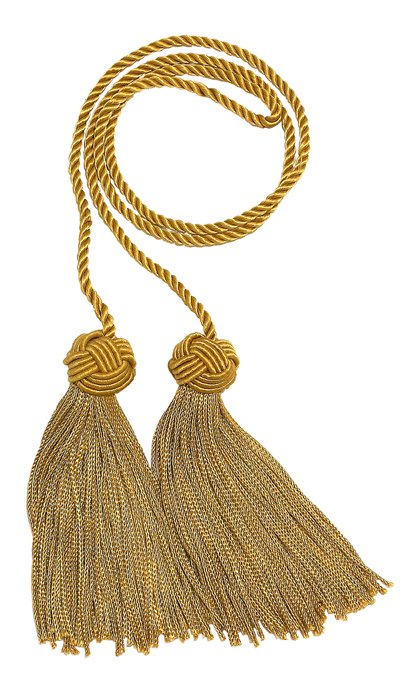 DÉCOPRO Turkish Head Double Tassel Curtain and Drapery Tieback / Holdback, 3 3/4" (9.5cm), 27" (68.5cm) # BHCT, Antique Gold #C4 (Dark Yellow Gold) | Set of 2 - DecoPro