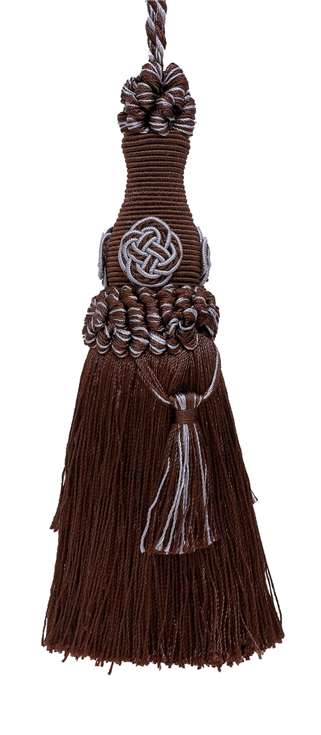 DÉCOPRO Elegant 6" accented with Rosette and Tassels # BKT, Mocha Ice Blue #24B (Silver Blue, Light Blue, Mocha Brown) | Set of 2 - DecoPro