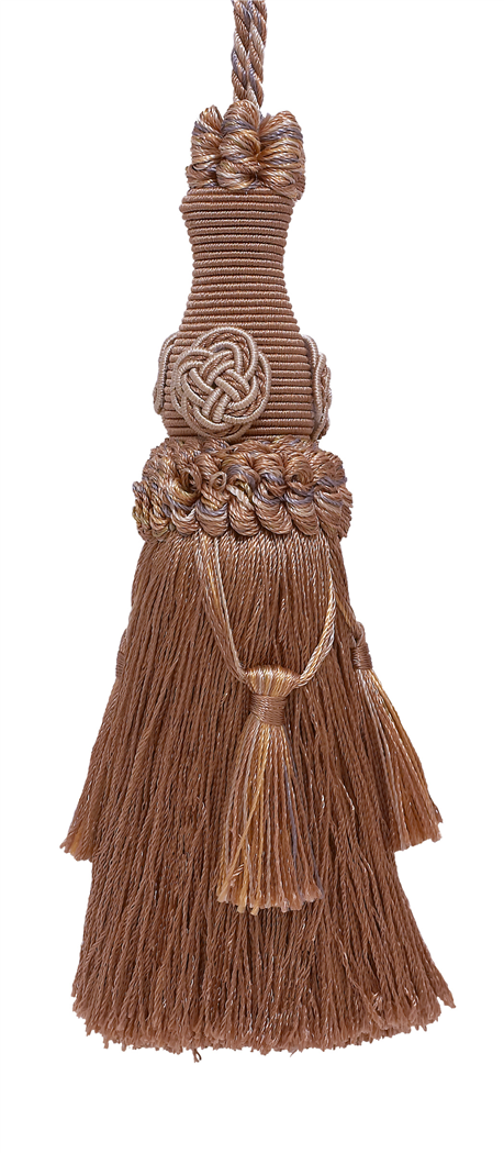 DÉCOPRO Elegant 6" accented with Rosette and Tassels # BKT, Taupe Beige #7245 (Light Beige, Dark Beige) | Set of 4 - DecoPro