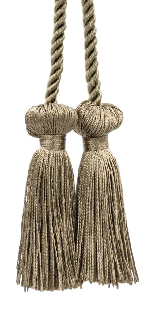 DÉCOPRO Decorative Double Tassel Curtain and Drapery Tieback / Holdback, 3" (7.5cm), 27" (68.5cm) # CCT, Dark Sand Beige #A8 | Set of 4 - DecoPro