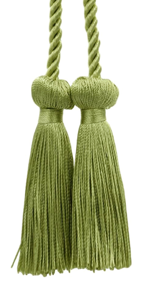DÉCOPRO Decorative Double Tassel Curtain and Drapery Tieback / Holdback, 3" (7.5cm), 27" (68.5cm) # CCT, Dark Sage Green #L26 (Dark Sage Green) | Set of 4 - DecoPro