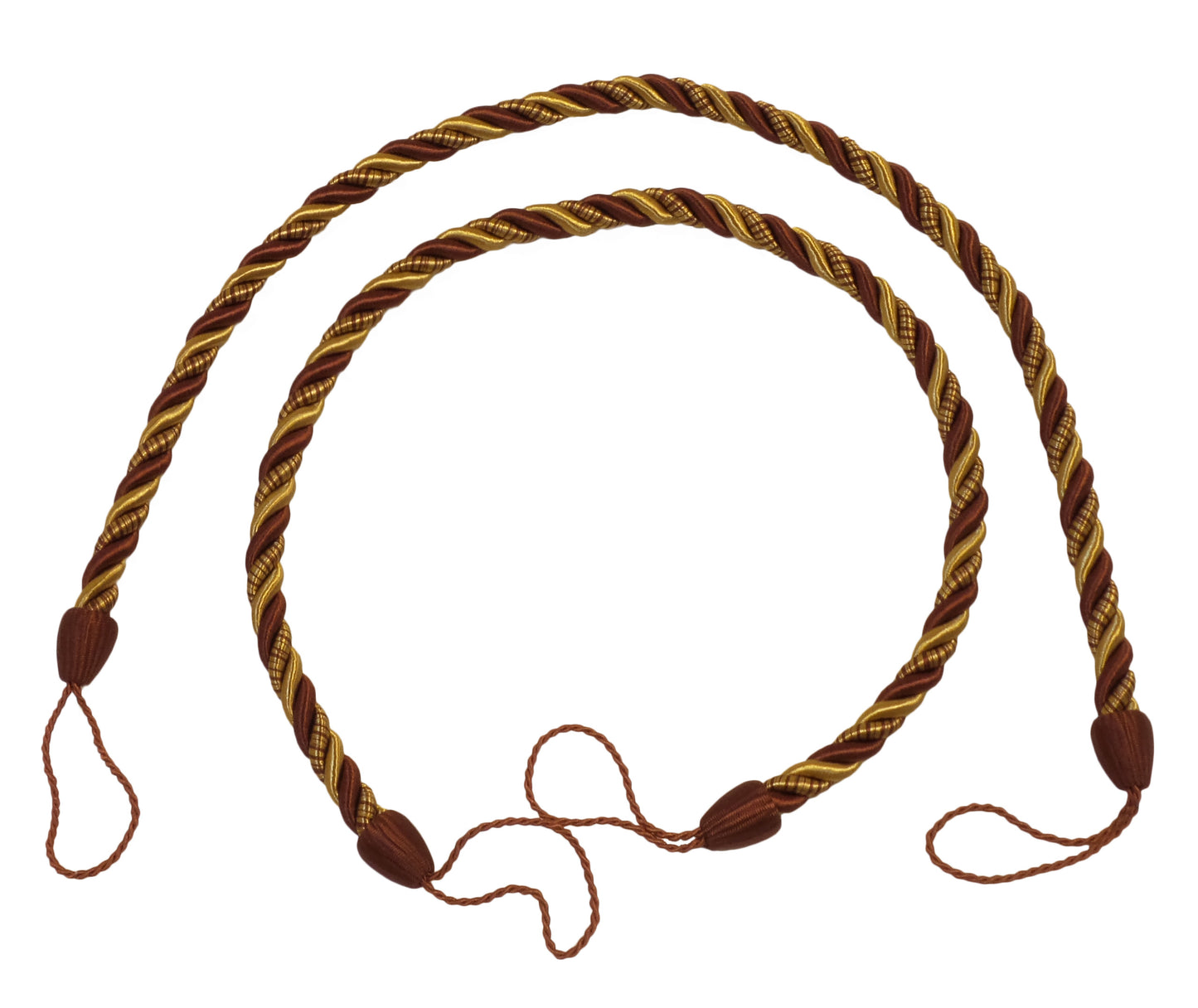 DÉCOPRO Beautifully Handcrafted Curtain and Drapery Decorative Rope Tieback, Spread 26" (66cm), 1/2" (1cm) Thick # CCTB, Cinnamon Toast Orange #6122 (Rust, Gold) | 5 Pairs (Set of 10) - DecoPro