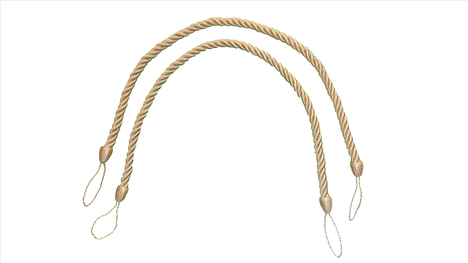 DÉCOPRO Beautifully Handcrafted Curtain and Drapery Decorative Rope Tieback, Spread 26" (66cm), 1/2" (1cm) Thick # CCTB, Cream Ivory #A2 (Ivory / Cream) | 2 Pairs (Set of 4) - DecoPro