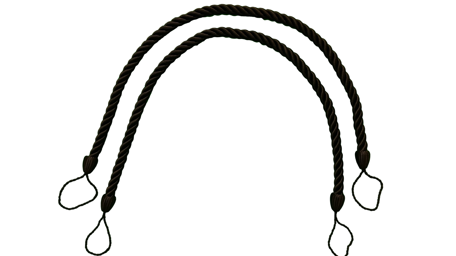 DÉCOPRO Beautifully Handcrafted Curtain and Drapery Decorative Rope Tieback, Spread 26" (66cm), 1/2" (1cm) Thick # CCTB, Pure Black #K9 (Jet Black) | 5 Pairs (Set of 10) - DecoPro