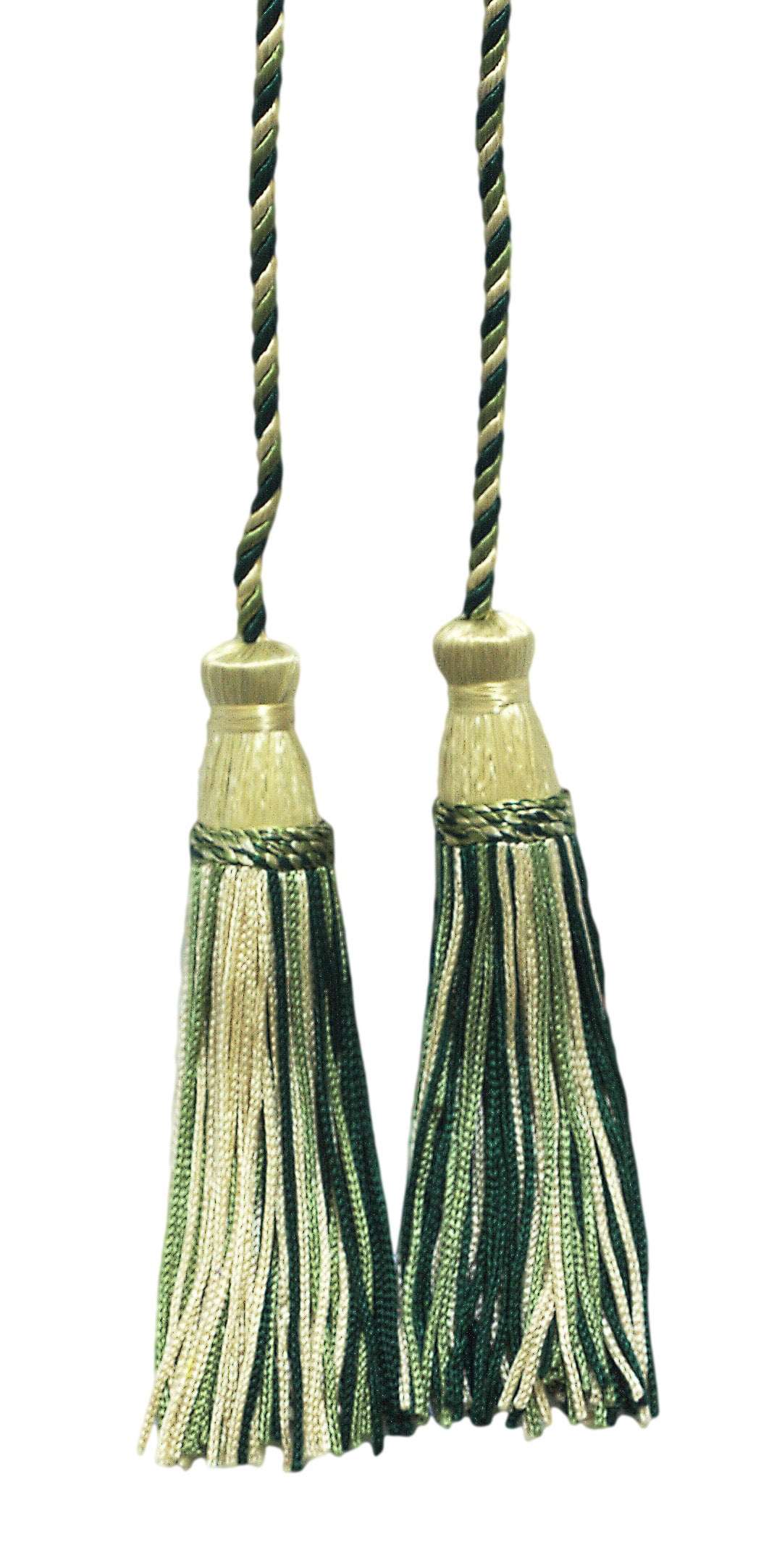 DÉCOPRO Decorative Chainette Double Tassel Curtain and Drapery Tieback / Holdback, 4" (10cm), 29" (73.5cm) # CDCT, Spring Medley Green #20 (Forest Green, Sage Green, Light Yellow) | Set of 4 - DecoPro
