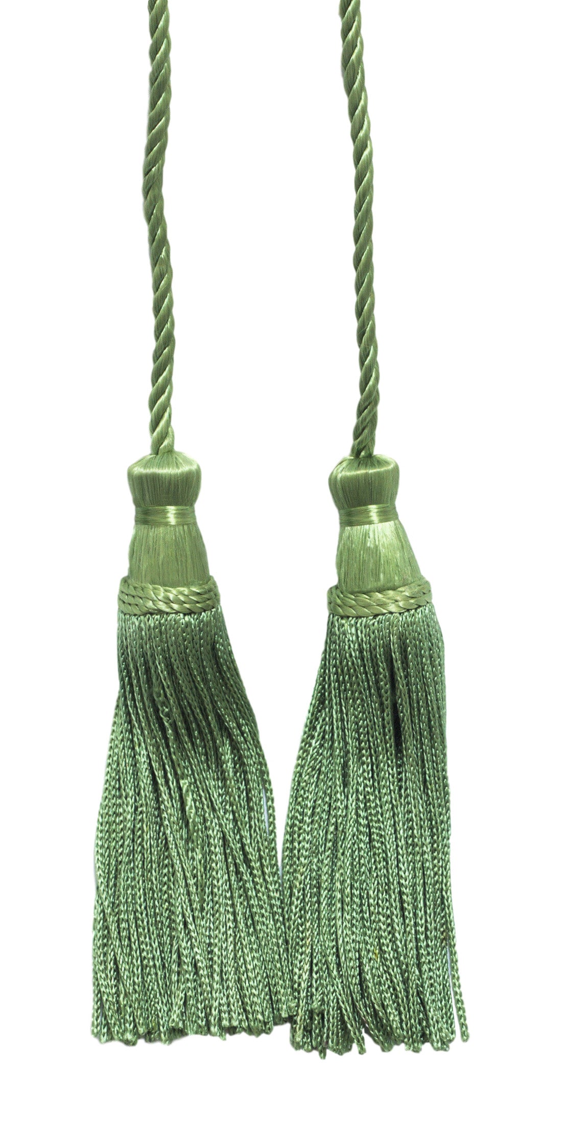 DÉCOPRO Decorative Chainette Double Tassel Curtain and Drapery Tieback / Holdback, 4" (10cm), 29" (73.5cm) # CDCT, Sage Green #29 (Sage Green, Olive Green, Yellow Green) | Set of 4 - DecoPro