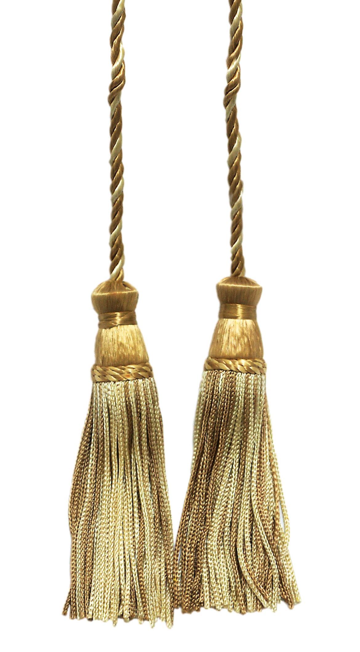 DÉCOPRO Decorative Chainette Double Tassel Curtain and Drapery Tieback / Holdback, 4" (10cm), 29" (73.5cm) # CDCT, Blonde Beige #3432 (Light Beige, Dark Beige, Light Gold) | Set of 4 - DecoPro