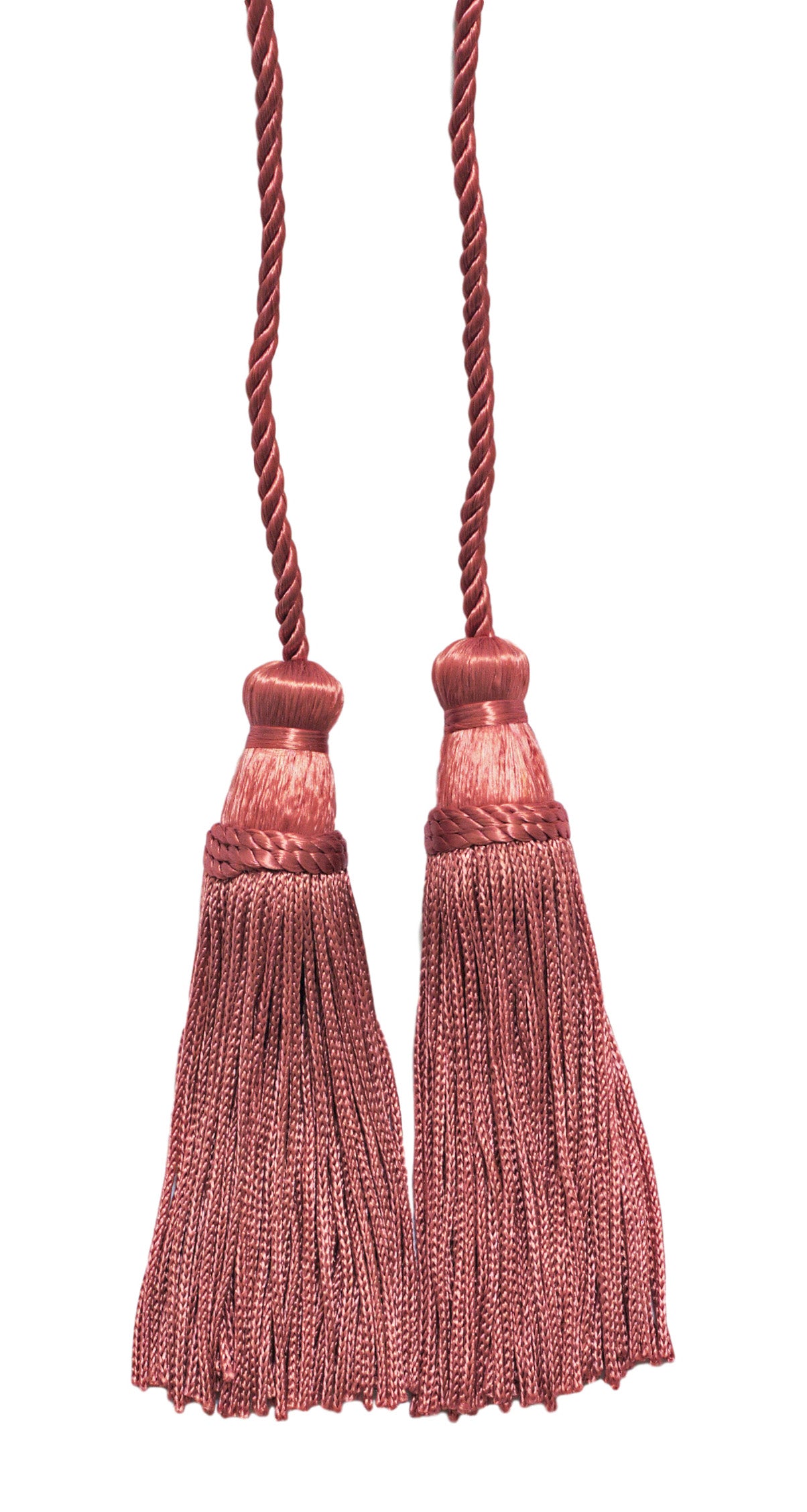 DÉCOPRO Decorative Chainette Double Tassel Curtain and Drapery Tieback / Holdback, 4" (10cm), 29" (73.5cm) # CDCT, Hibiscus Pink #45 (Red Pink, Light Red) | Set of 2 - DecoPro