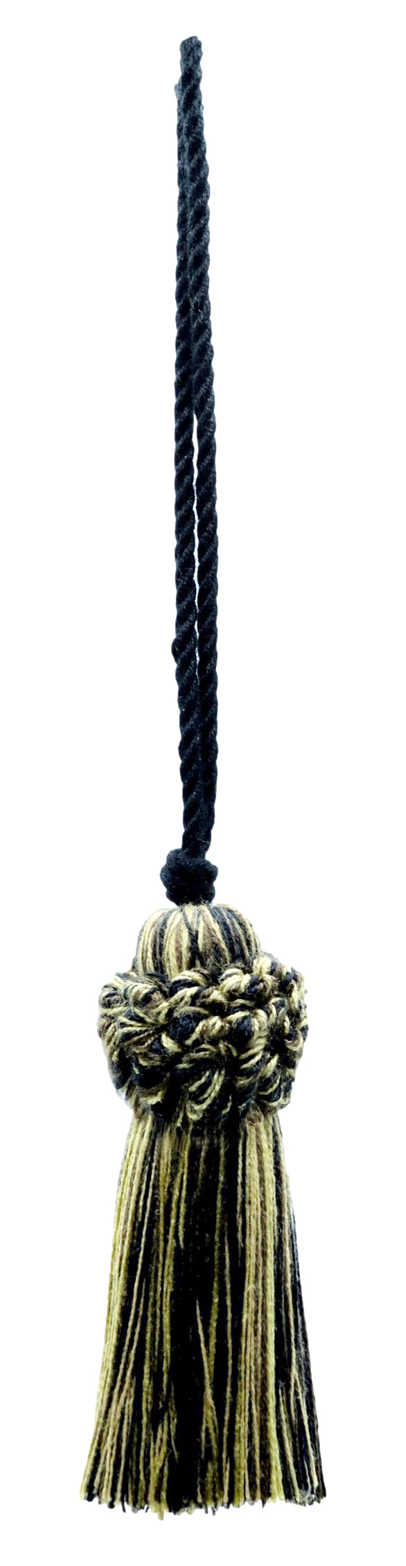 DÉCOPRO 3" (7.5cm) Elegant Crown Tassel, 4 1/2" (11cm) Loop | Craft Tassel # CT03EMP, Chocolate Biscotti Brown #W144 (Brown, Beige, Black) Set of 6