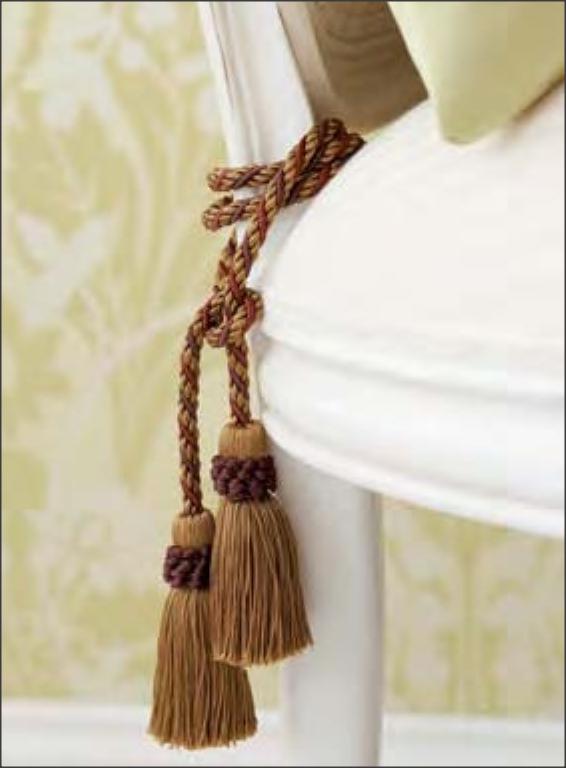 DÉCOPRO Alexander Collection Decorative Double Tassel Curtain and Drapery Tieback / Holdback, 2" (5cm), 26" (66cm) # CTAX, Golden Brown Beige #LX09 (Golden Beige, Dark Red, Plum Purple) | Set of 2 - DecoPro