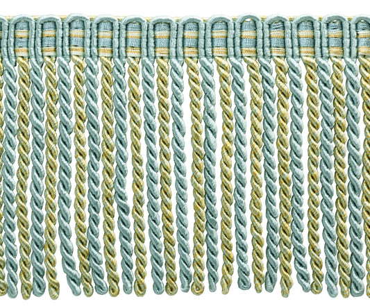 SWATCH of Style: DB6 Color: 5939 - 6" (15cm) Noblesse Collection Bullion Fringe Trim with Fancy Knitted Header, Island Breeze Blue | To order search "DB6 5939" on www.TrimDepot.com - DecoPro