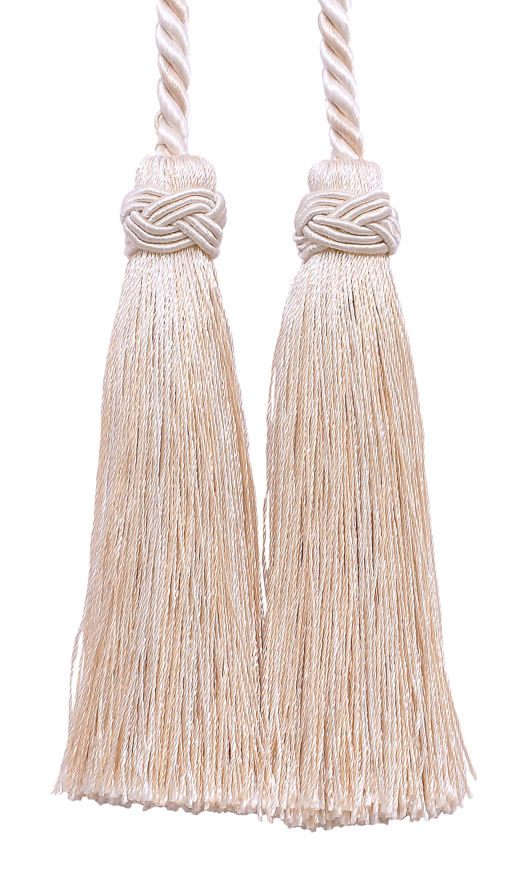 DÉCOPRO Imperial Collection Double Tassel Curtain and Drapery Tieback / Holdback, 4" (10cm), 26" (66cm) # ICT, Seashell Ivory #5055 (White Ivory, Off White) | Set of 4 - DecoPro