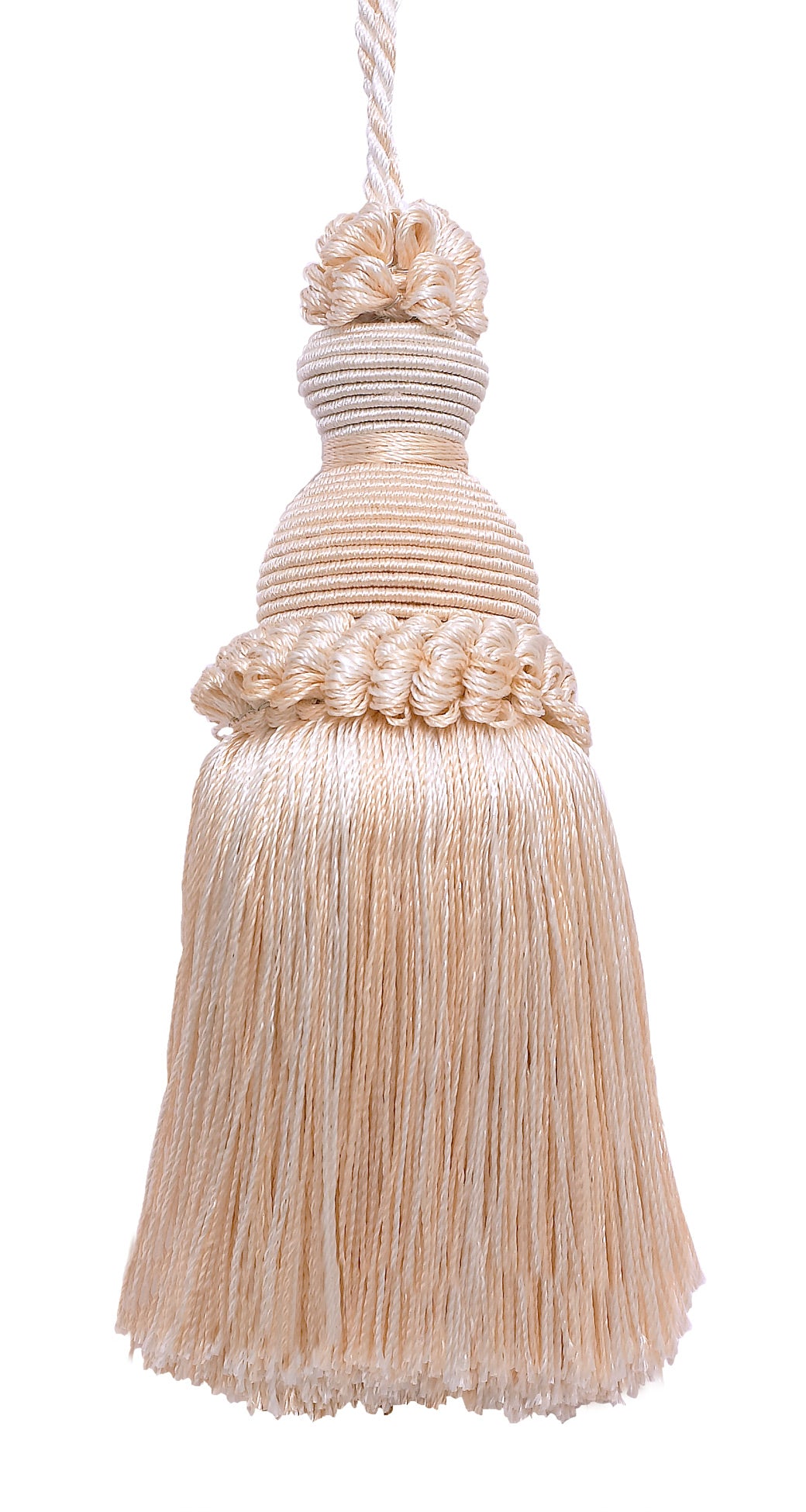 DÉCOPRO Beautiful Hand-crafted 5" (12.5cm) Key Tassel, 3 1/2" (8.5cm) Loop, # IKTJ, Seashell Ivory #5055 (White Ivory, Off White) Set of 2 - DecoPro