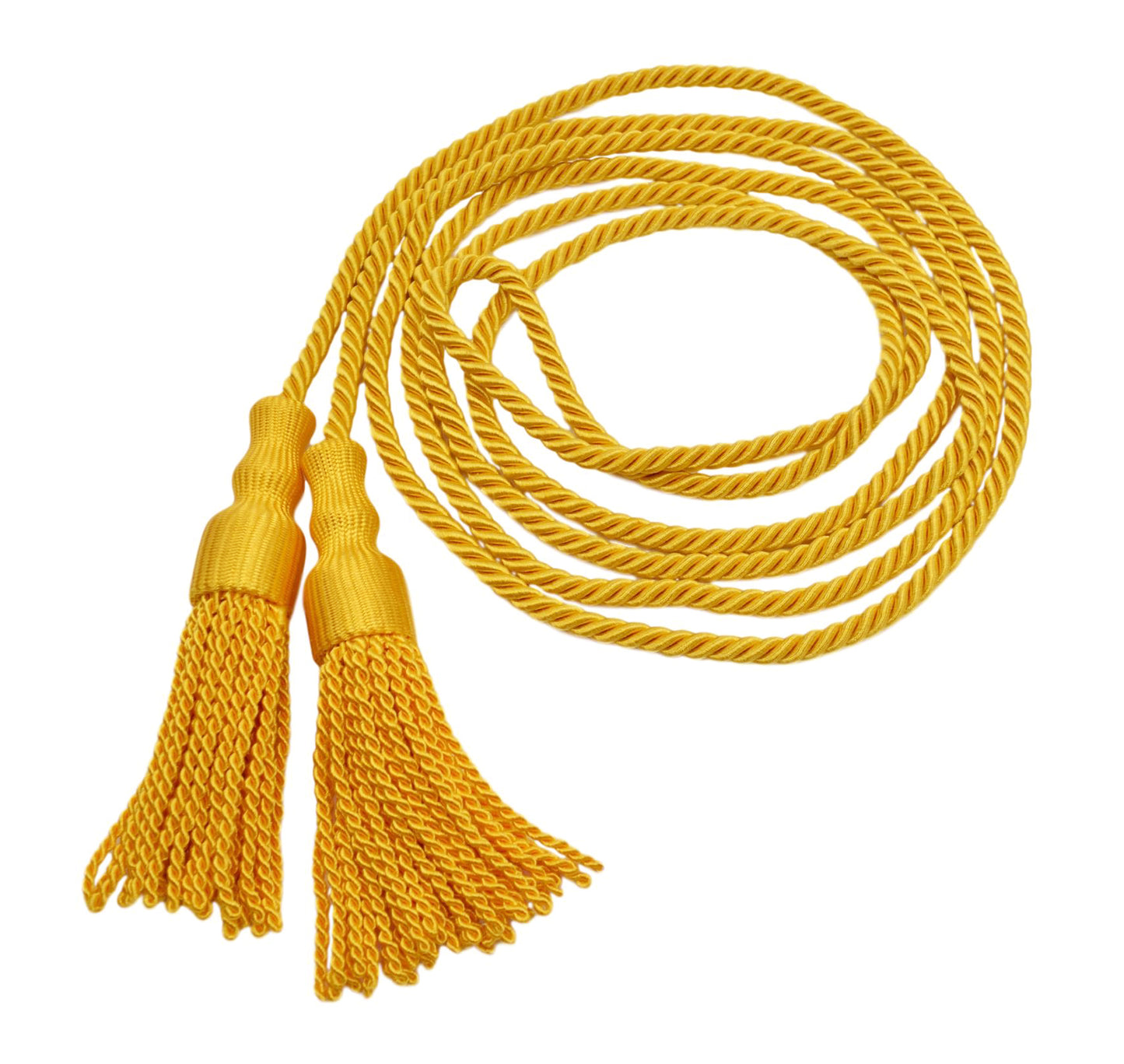 DÉCOPRO 5" (12.5cm) Double Tassel Jumbo Cord for Flag and Banner with 108" (2.5m) Cord Length, 5/16" (0.5cm) Loop # JCT, Flag Gold #FG (Bright Yellow Gold) Set of 12 - DecoPro