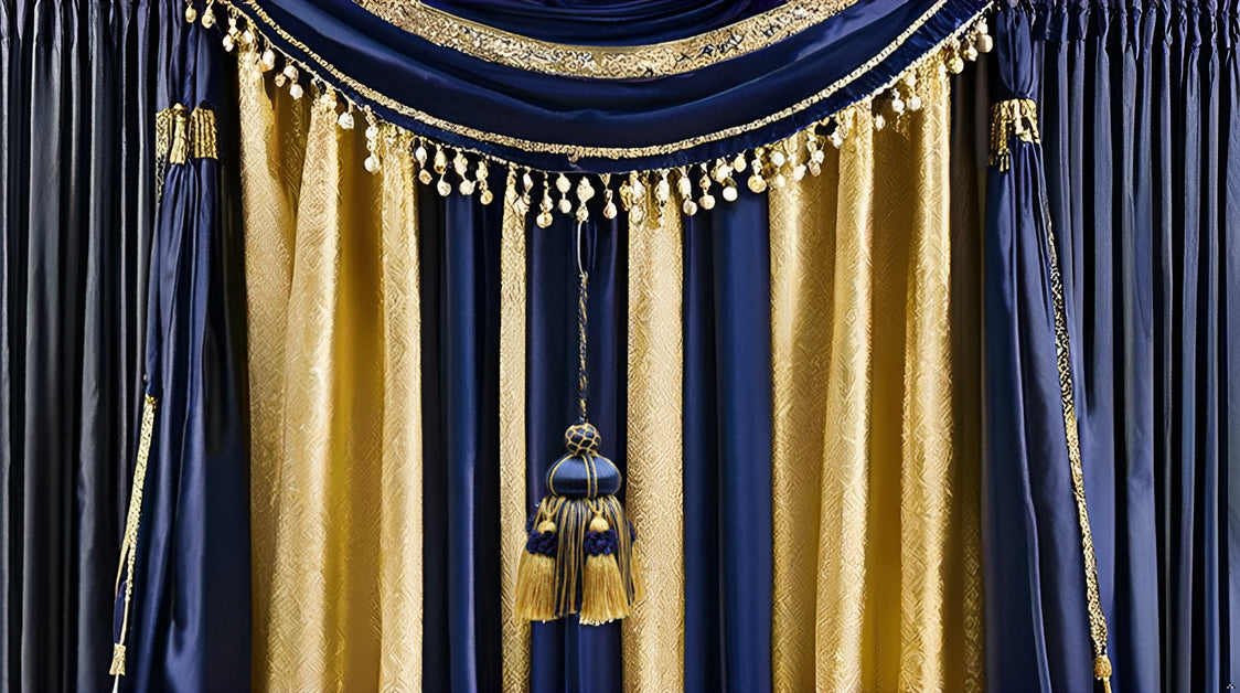 DÉCOPRO Elegant Hand-crafted 4" accented with Crown Tassels # KTAX4, Nautical Gold #1152 (Light Gold, Yellow Gold, Navy Blue) | Sold Individually - DecoPro