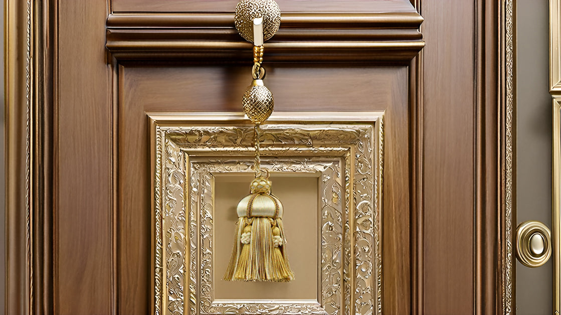 DÉCOPRO Elegant Hand-crafted 4" accented with Crown Tassels # KTAX4, Almond Beige #LX01 (Gold Beige, Light Brown, White Ivory) | Set of 2 - DecoPro