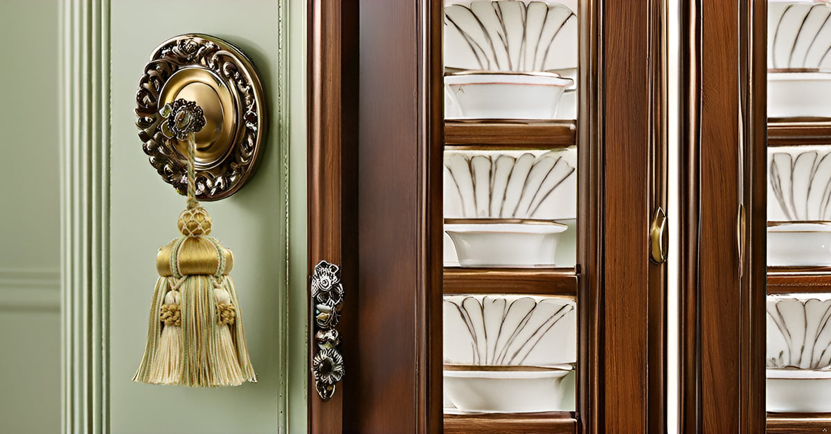 DÉCOPRO Elegant Hand-crafted 4" accented with Crown Tassels # KTAX4, Lemongrass Gold #LX02 (Light Gold, Yellow Gold, Sage Green) | Set of 4 - DecoPro