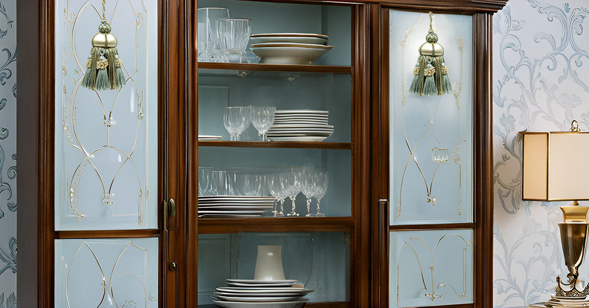 DÉCOPRO Elegant Hand-crafted 4" accented with Crown Tassels # KTAX4, Cream Ivory Blue #LX03 (Light Blue, Light Beige, White Ivory) | Set of 4 - DecoPro