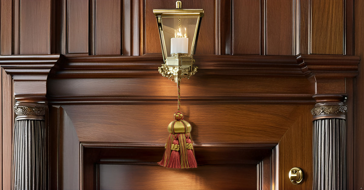 DÉCOPRO Elegant Hand-crafted 4" accented with Crown Tassels # KTAX4, Golden Beige Red #LX07 (Rust Red, Gold Beige, Red Orange) | Set of 2 - DecoPro