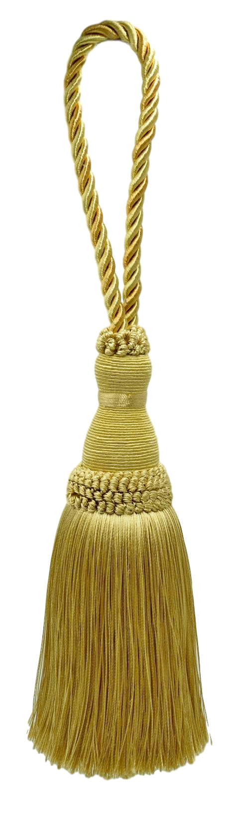 DÉCOPRO Elegant Medium and Light Gold Large Key Tassel [Breakfast in Bed] # KTH8_BIB, Canary Gold #4875 (Dark Gold, Yellow Gold) | Sold Individually - DecoPro