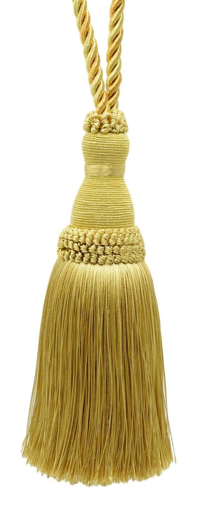 DÉCOPRO Elegant Medium and Light Gold Large Key Tassel [Breakfast in Bed] # KTH8_BIB, Canary Gold #4875 (Dark Gold, Yellow Gold) | Sold Individually - DecoPro