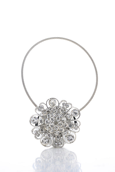 DÉCOPRO Magnetic Curtain and Drapery Tieback with Beautiful Rhinestone Flower Design Tieback, Spread 8