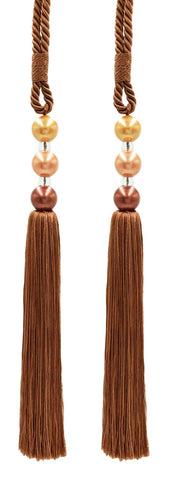 DÉCOPRO Sleek and Silky Curtain & Drapery Tassel Tieback with Handcrafted Triple Ball Design, Tassel Length 9