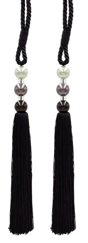 DÉCOPRO Sleek and Silky Curtain & Drapery Tassel Tieback with Handcrafted Triple Ball Design, Tassel Length 9