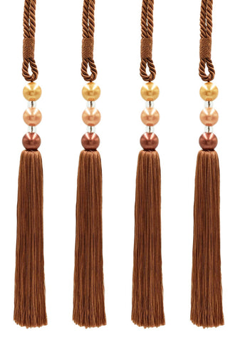 DÉCOPRO Sleek and Silky Curtain & Drapery Tassel Tieback with Handcrafted Triple Ball Design, Tassel Length 9