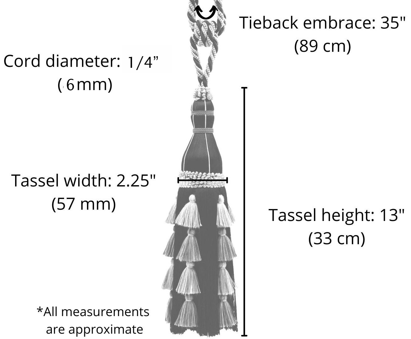 DÉCOPRO Large Elegant Curtain & Drapery Tassel Tieback, Silky Crown Tassels, Tassel Length 13" (33cm), Spread 35" (88.5cm) # TBAR13 Red Sapling Brown #AR05 (Chocolate Brown, Light Red, Beige Gold) | Set of 2 - DecoPro