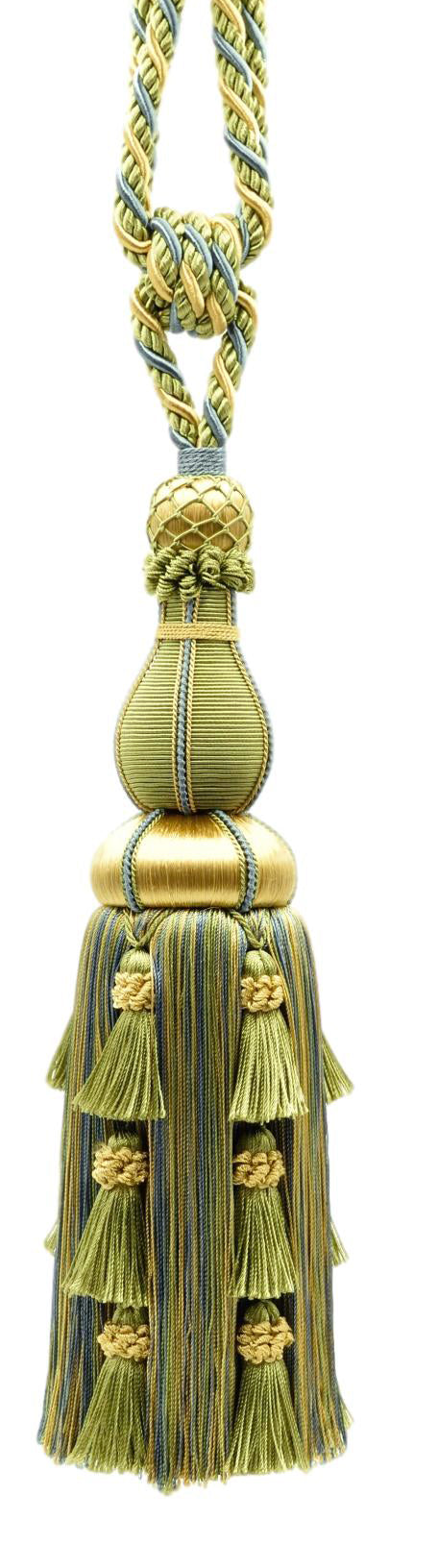 DÉCOPRO Large Elegant Curtain & Drapery Tassel Tieback, Tassel Length 12" (30.5cm), Spread 30" (76cm) # TBAX12, Seaside Green #LX04 (Yellow Green, Yellow Gold, Turquoise Blue) | Set of 2 - DecoPro