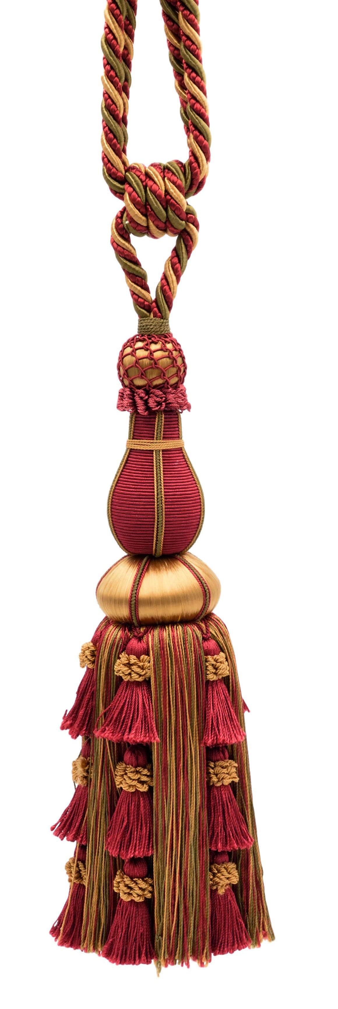 DÉCOPRO Large Elegant Curtain & Drapery Tassel Tieback, Tassel Length 12" (30.5cm), Spread 30" (76cm) # TBAX12, Golden Beige #LX07 (Rust Red, Gold Beige, Red Orange) Set of 4