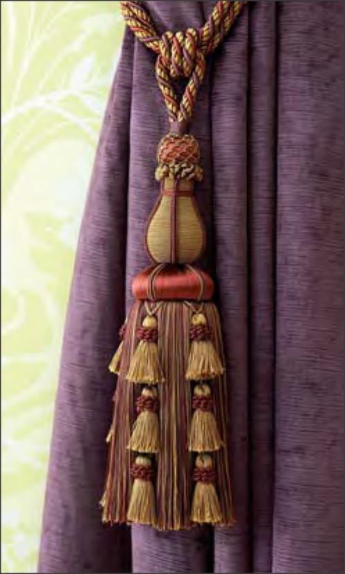 DÉCOPRO Large Elegant Curtain & Drapery Tassel Tieback, Tassel Length 12" (30.5cm), Spread 30" (76cm) # TBAX12, Golden Brown Beige #LX09 (Golden Beige, Dark Red, Plum Purple) | Set of 2 - DecoPro